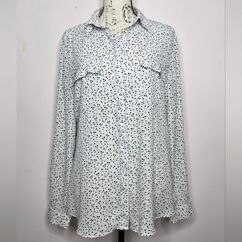 LOFT Womens Collared Button Down Speck Polka Dot … - image 3